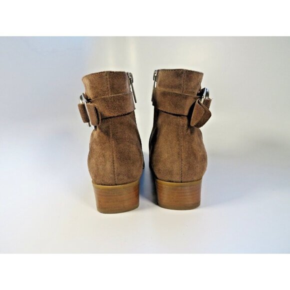 Aquatalia Brown Suede Buckle Boots Zip Ankle Boho Western Booties Women's 5M - Picture 7 of 13